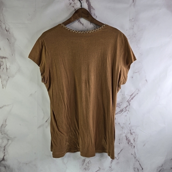 Roper T Shirt Womens XL Brown Horse T Tee Short Sleeve Western Embroidered - Picture 5 of 9